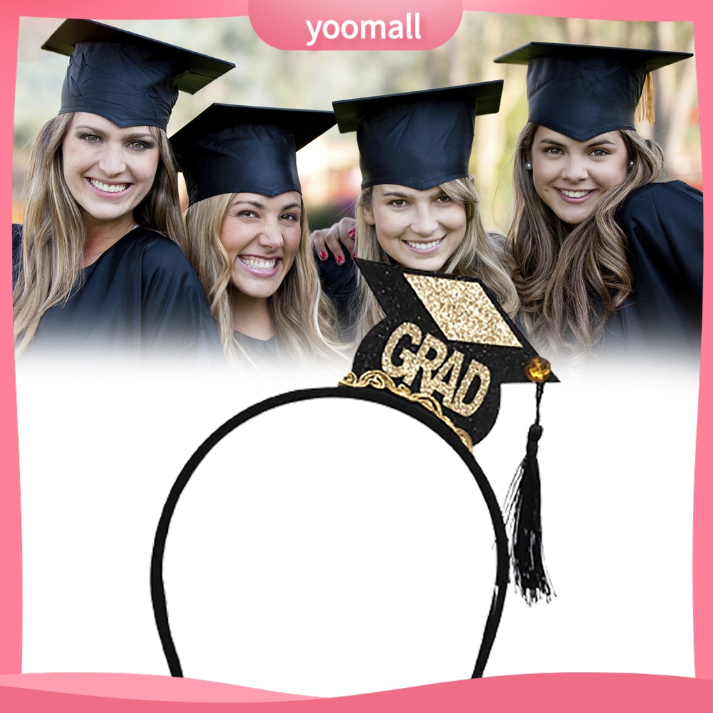 Băng Đô Cài Tóc Bằng Vải Nỉ Chống Trượt Họa Tiết Nón Tốt Nghiệp Cho Nữ