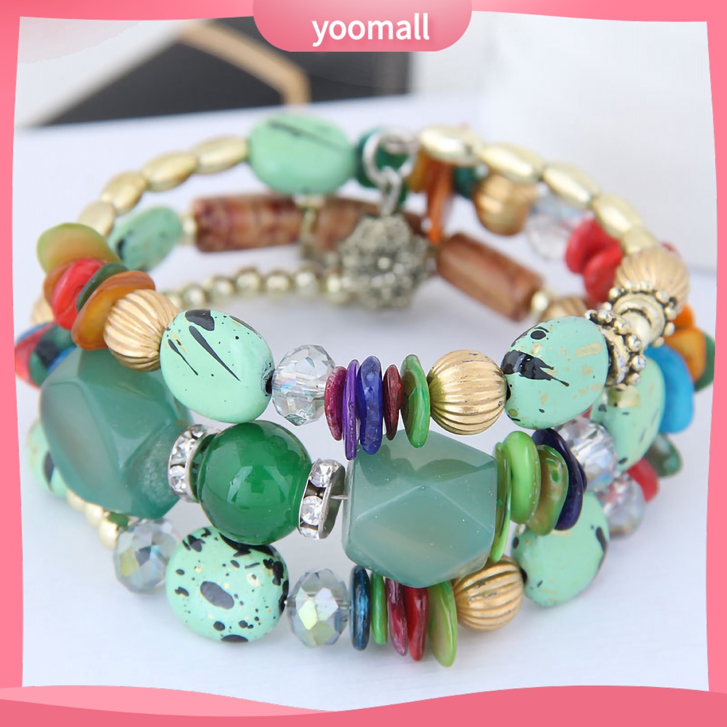 [YM] Vòng Tay Hạt Ngọc Lam Giả Pha Lê Phong Cách Vintage Dành Cho Nữ Sinh Mặc Hàng Ngày