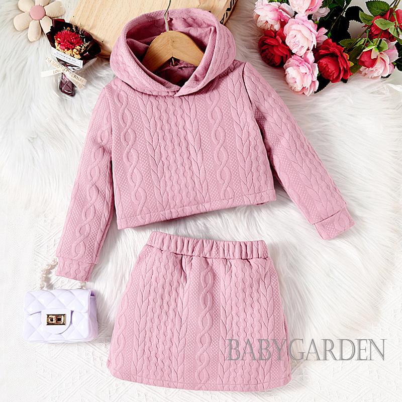 Set Áo Hoodie Và Chân Váy Lưng Thun Màu Sắc Xinh Xắn Cho Bé Gái 4-7 Tuổi
