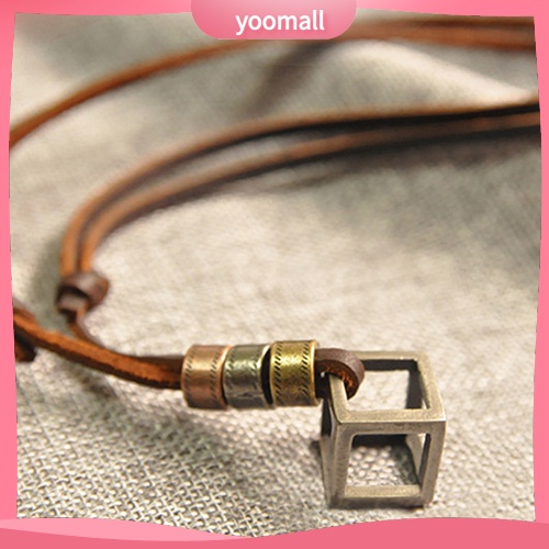 Vòng Cổ Choker Dây Da Mặt Khối Lập Phương Rỗng Phong Cách Punk Cổ Điển Cho Nam Và Nữ