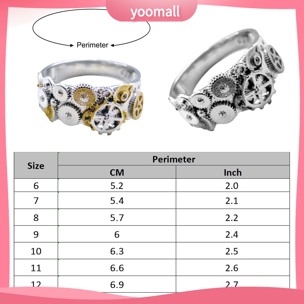 Nhẫn Hình Bánh Răng Thiết Kế Hình Học Phong Cách Vintage Dùng Làm Quà Tặng Đám Cưới