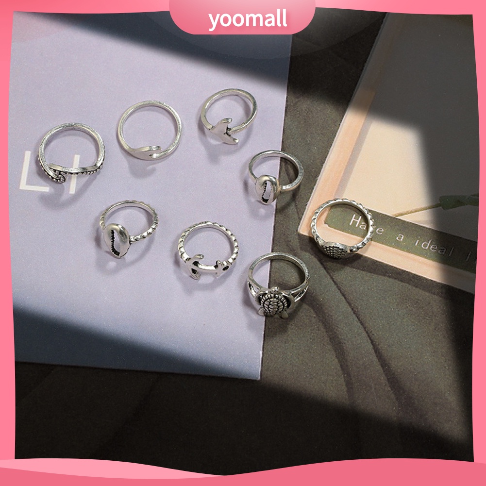 Set 8 Nhẫn Đeo Khớp Ngón Tay Phong Cách Boho Thời Trang Cho Nữ
