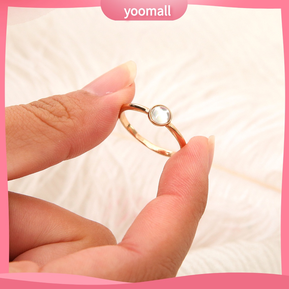 Nhẫn Mỏng Đính Ngọc Trai Giả Thanh Lịch Cho Nữ