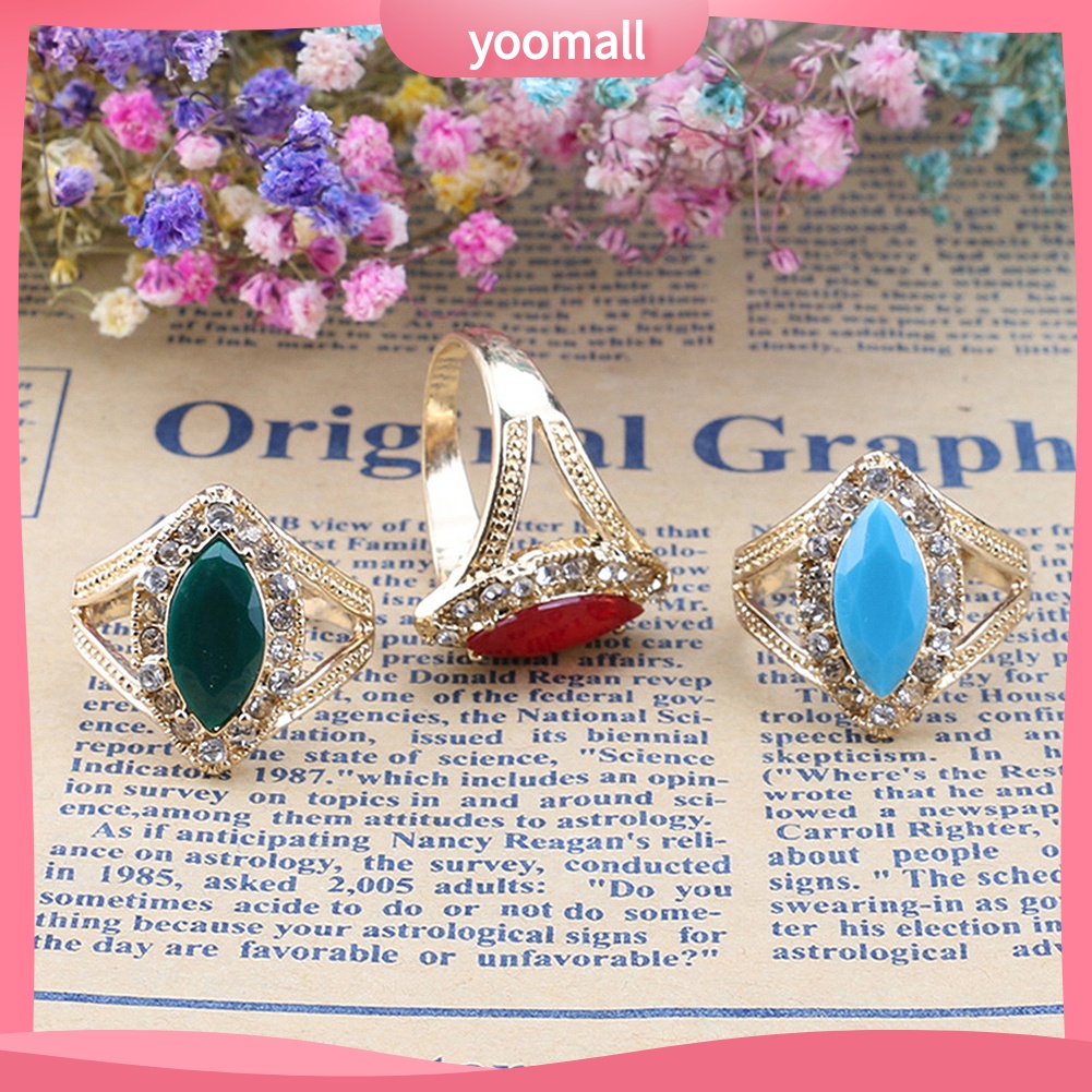 Nhẫn Hình Giọt Nước Đính Đá Hình Giọt Nước Phong Cách Hoàng Gia Cổ Điển