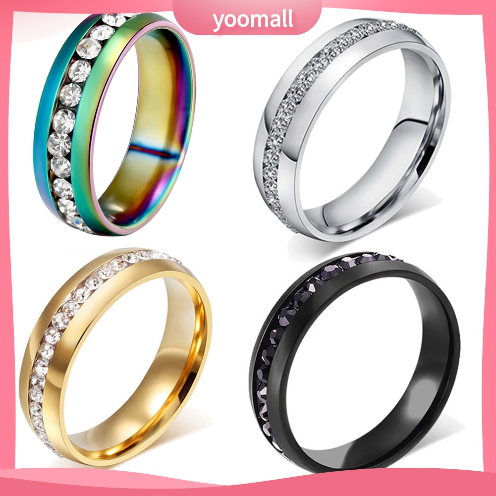 Nhẫn Cưới Chất Liệu Thép Titan Đính Đá Kích Thước 6-13