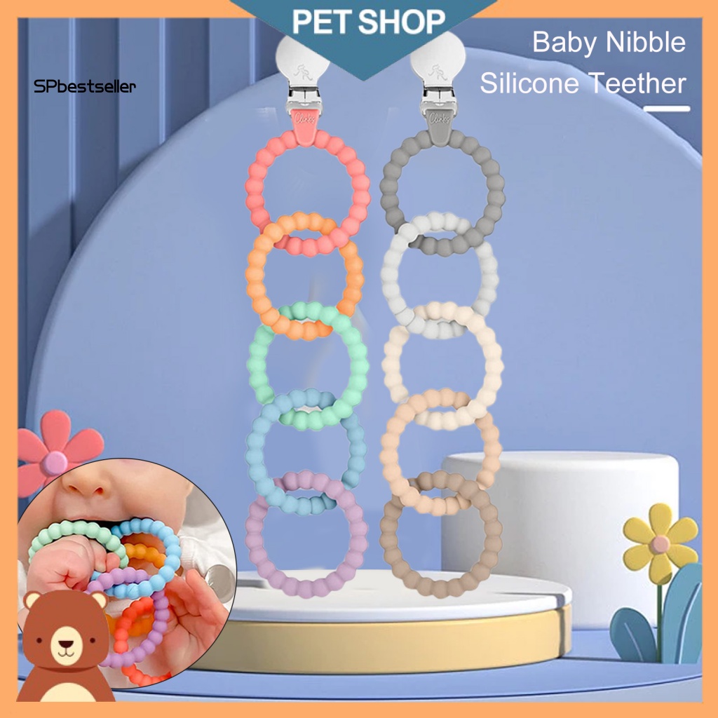 Đồ Chơi Ngậm Mọc Răng Bằng silicone Không Mùi Có Thể Tái Sử Dụng Kèm Kẹp Núm Vú Giả Cho Bé Sơ Sinh
