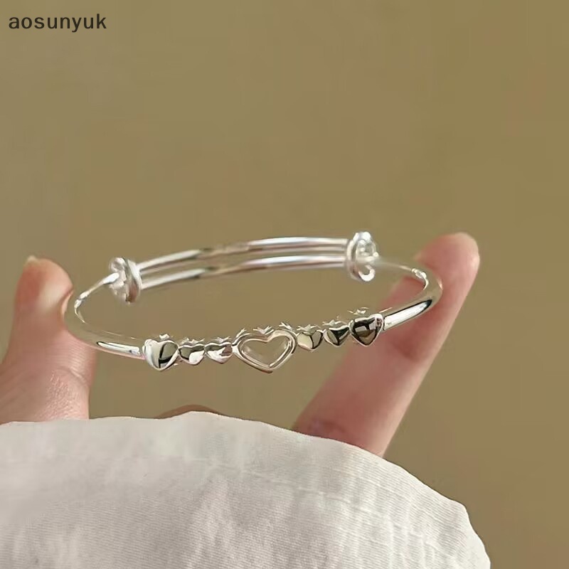 Aosunyuk Vòng Tay Hình Trái Tim Đơn Giản Thời Thượng Cho Nữ