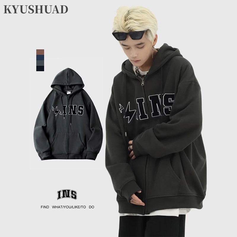 Áo Khoác cardigan Có Mũ Trùm Dáng Rộng Kiểu retro Mỹ Thời Trang Xuân Thu Cho Các Cặp Đôi