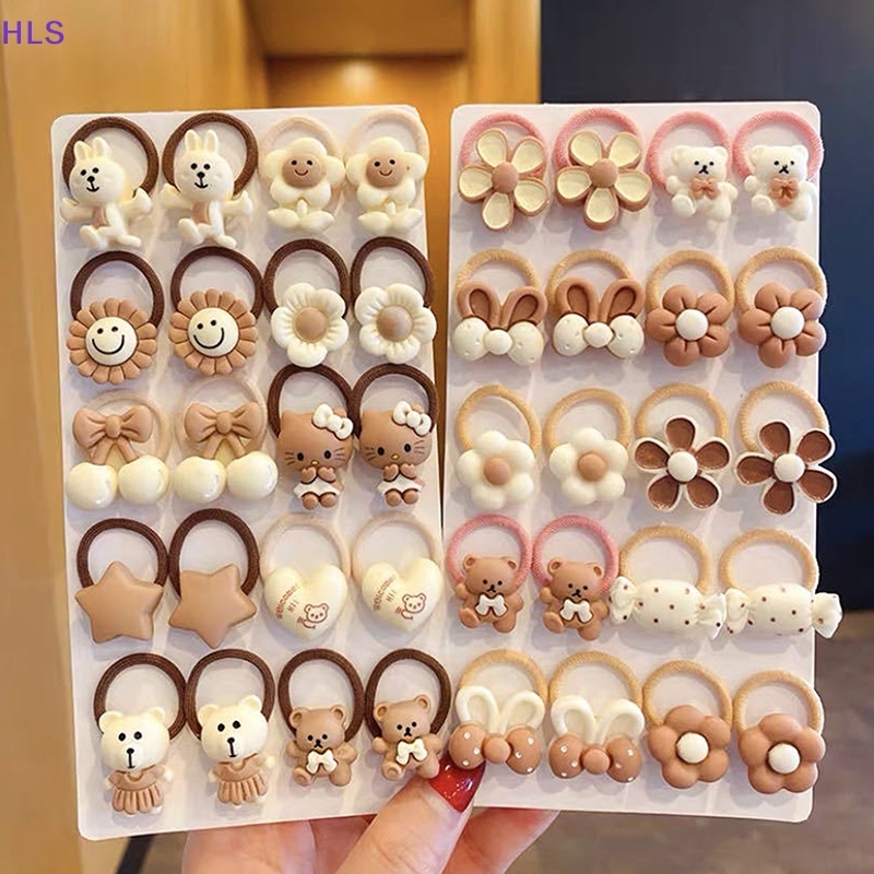 Set 10 Dây Cột Tóc Cao Su Co Giãn Hình Động Vật Hoạt Hình Dễ Thương Cho Bé Gái