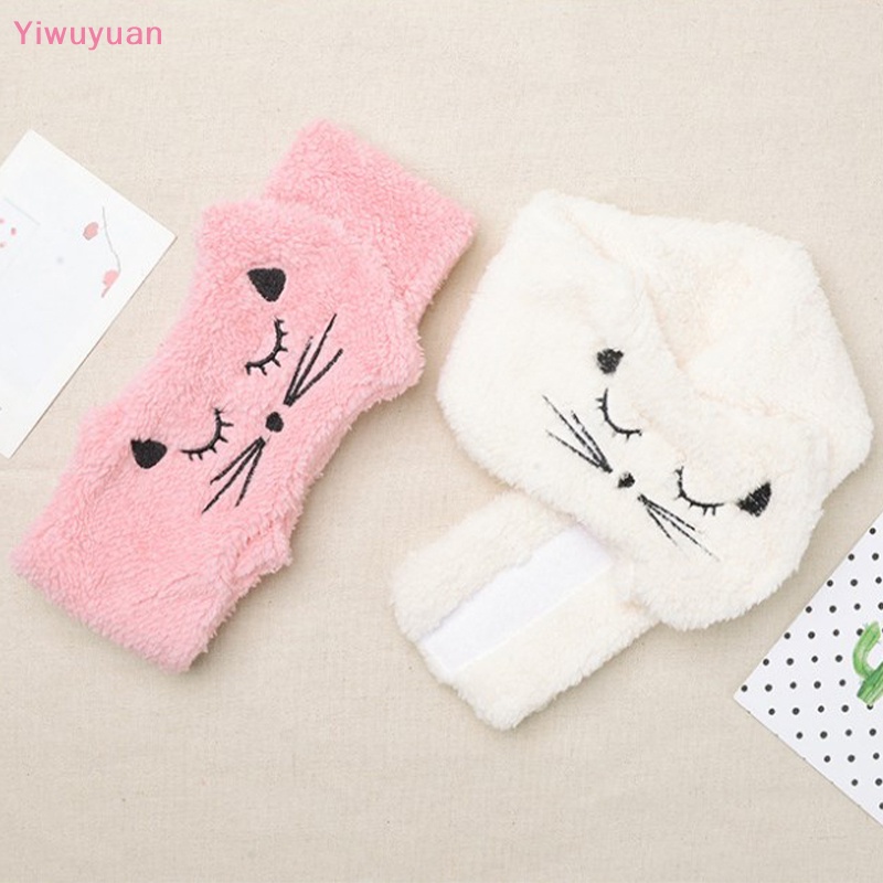 Băng Đô Cài Tóc Rửa Mặt Hình Mèo Bằng Lông Cừu San Hô Dễ Thương Cho Nữ