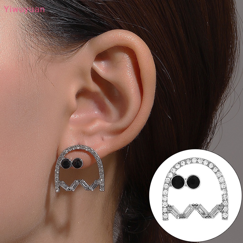 1 Đôi Khuyên Tai Hình Con Ma Đính Đá Đen Vui Nhộn