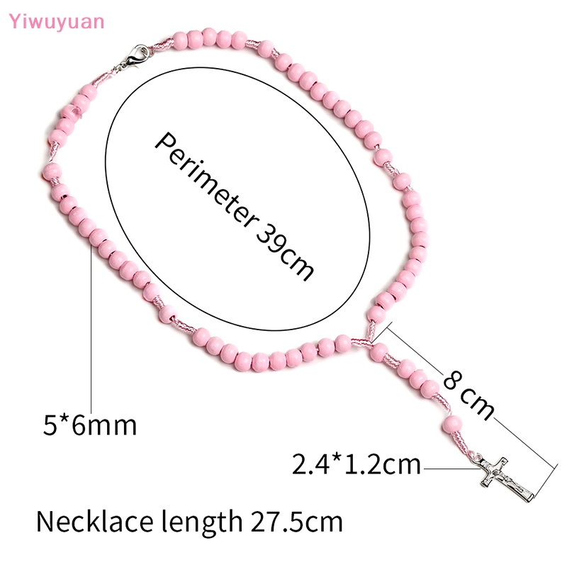 < Yiwuyuan > Vòng Cổ Mặt Thánh Giá Bằng Rosary Thiên Nhiên Mới