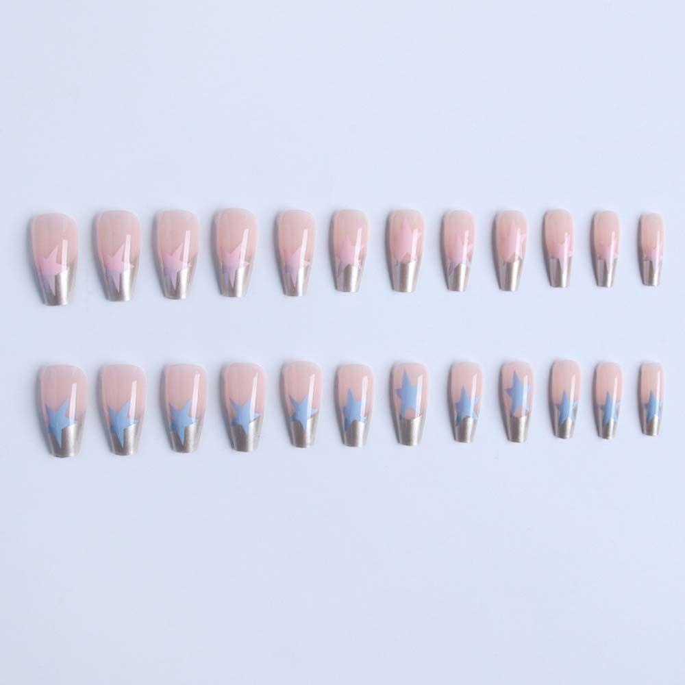 Bộ Móng Tay Giả Hình Ngôi Sao Dáng Dài Có Thể Tháo Rời Che Phủ Toàn Diện DIY Dành Cho Nữ / Bé Gái