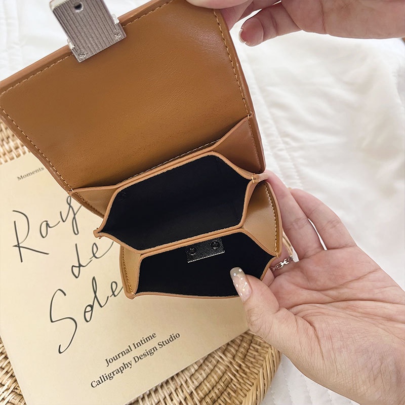 Ví Đựng Thẻ Mini Khóa Kim Loại Đơn Giản Phong Cách Hàn Quốc