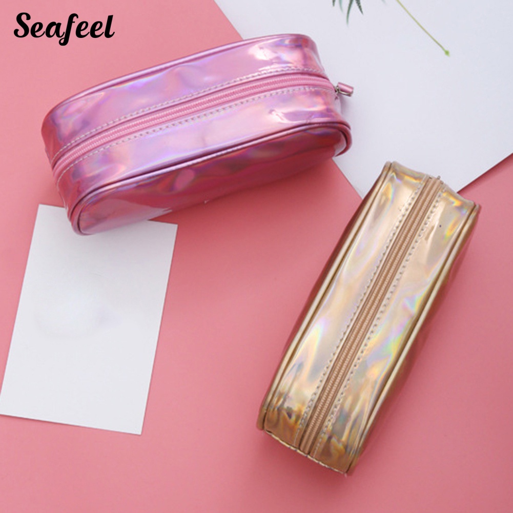 Túi Đựng Mỹ Phẩm Màu Laser Có Khóa Kéo Cho Nữ