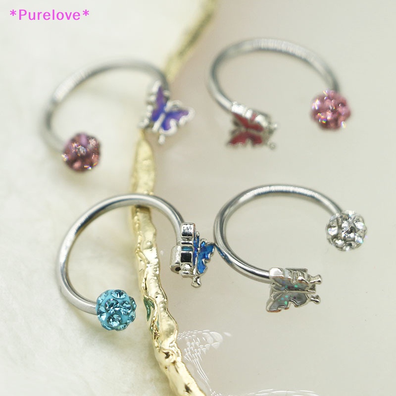 1 Khuyên Môi Dạng Dọc Bằng Thép Không Gỉ Hình Bướm Cá Tính Mới