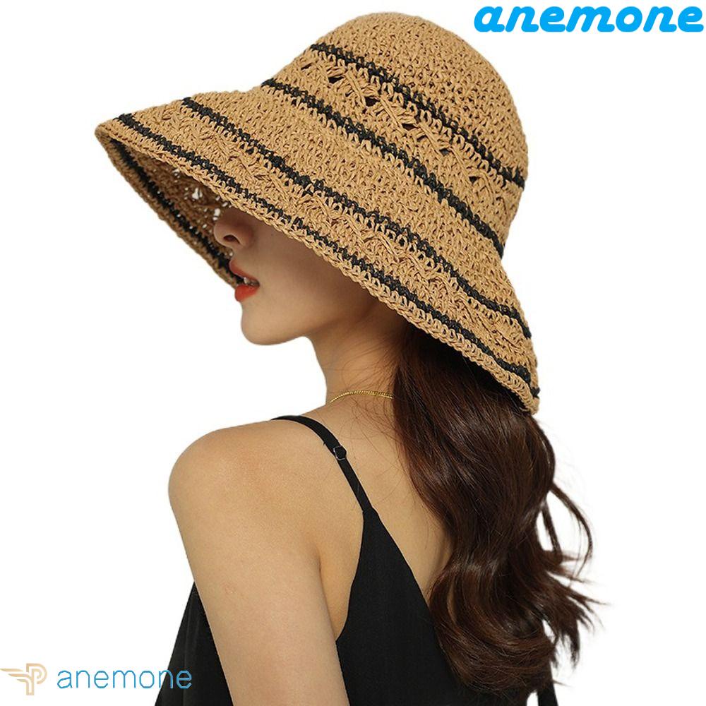 Nón Tai Bèo Đan Cói Rộng Vành Họa Tiết Kẻ Sọc Rỗng Kiểu Pháp Thời Trang Mùa Hè