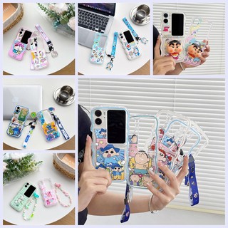Ốp điện thoại chống sốc có dây đeo họa tiết anime cho oppo find n2 flip oppo find n2