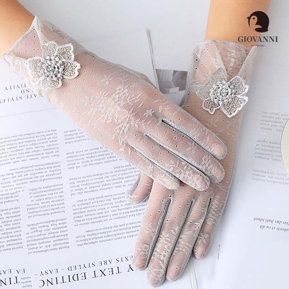Găng Tay Chống Nắng Vải Lụa Phối Ren Co Giãn Bảo Vệ Toàn Diện Màn Hình Cảm Ứng Dành Cho Bạn Nữ