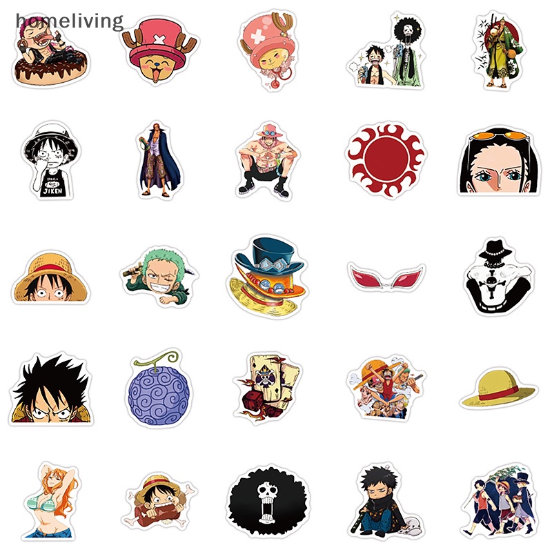 Set 48 / 50 / 60 Miếng Dán Hoạt Hình Luffy Trang Trí Ván Trượt / Máy Tính / Điện Thoại Di Động