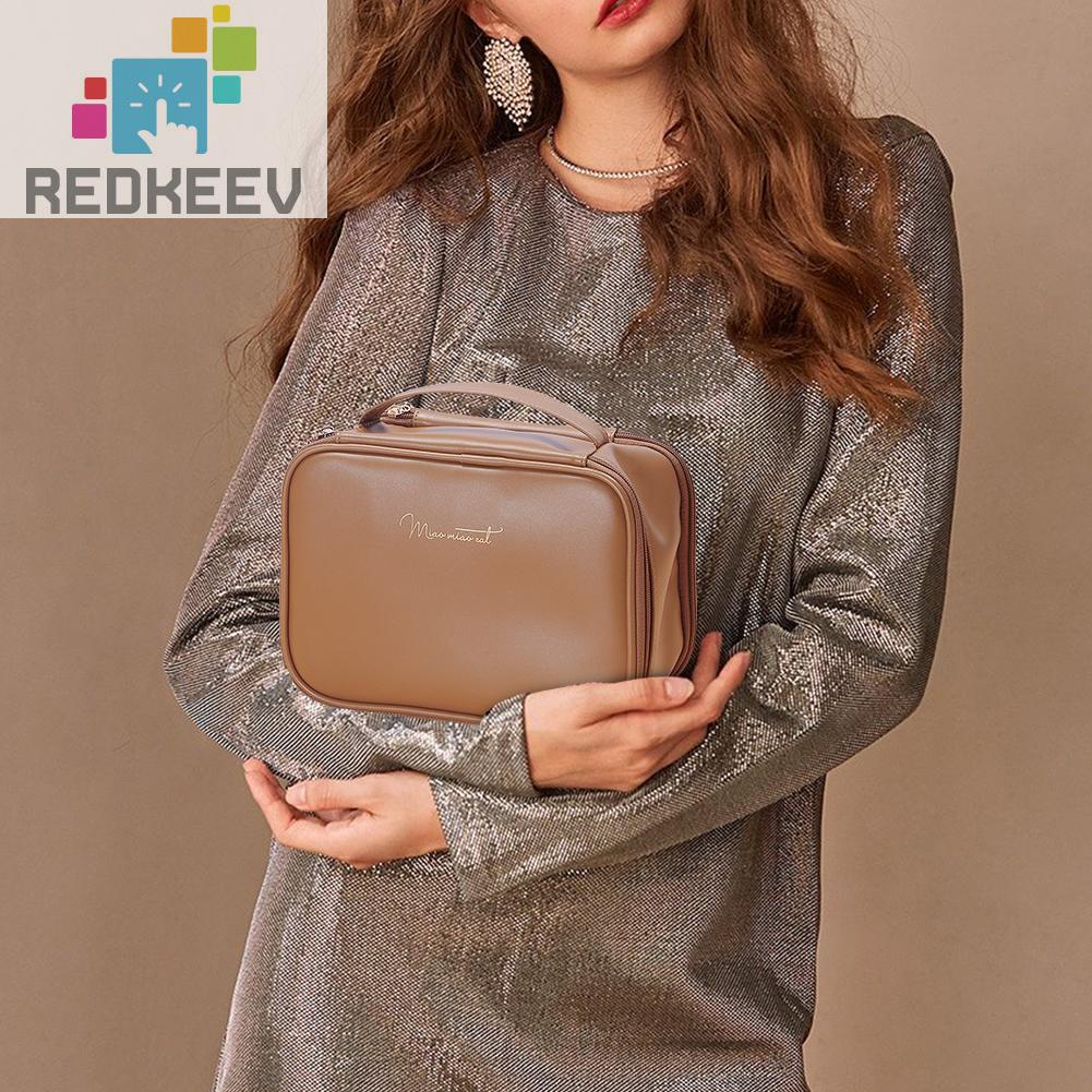 Túi Đựng Mỹ Phẩm Bằng Da PU Hai Lớp Tiện Dụng