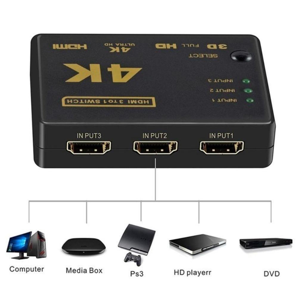 Bộ Chuyển Đổi HDMI Sang HDMI 3 Trong 1 1080P Kèm Điều Khiển Từ Xa 3x1 Cho Màn Hình HD / Máy Chiếu / HD-DVD