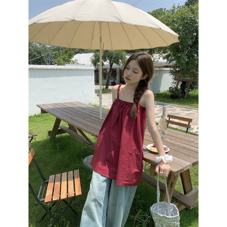 COZOK Áo Hai Dây Màu Trơn Hở Lưng Gợi Cảm Thời Trang Cho Nữ