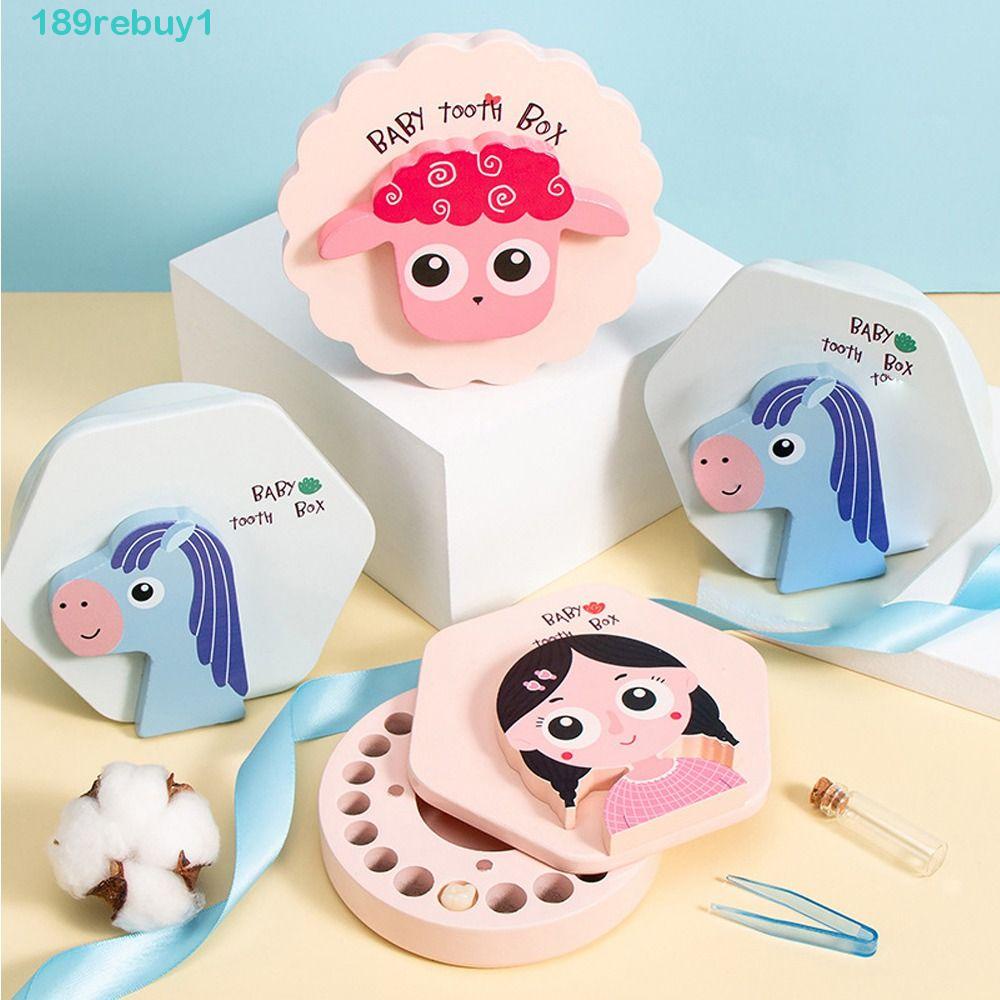 Hộp Gỗ Đựng Răng Cho Bé In Hình Khủng Long / Cừu Hoạt Hình Bền Bỉ Có Thể Phân Hủy Được REBUY1