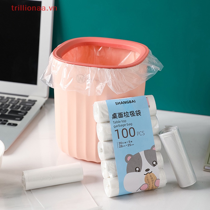 Set 100 Túi Đựng Rác Mini 5 Cuộn Dày Dặn Dùng Một Lần Cho Nhà Bếp