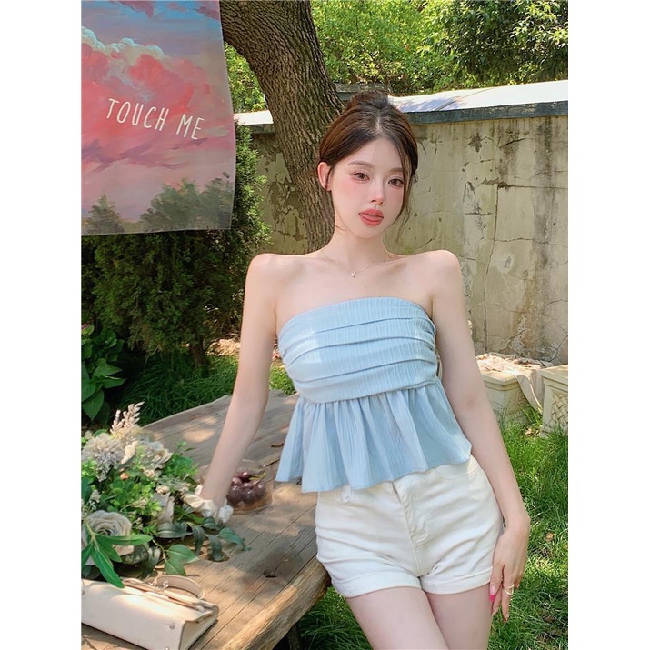 Áo Voan Hai Dây Phong Cách Retro Ngọt Ngào Cho Nữ