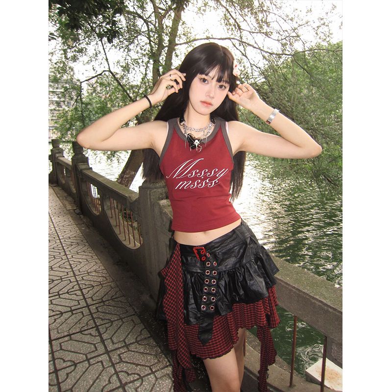 Sodazzz Áo Hai Dây Ôm Dáng Vừa Vặn Màu Tương Phản Phong Cách Retro Mỹ Mùa Hè Cho Nữ