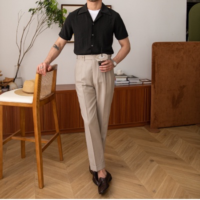 Áo Sơ Mi Ngắn Tay Phong Cách Retro Ý Thời Trang Mùa Hè Giản Dị Dành Cho Nam