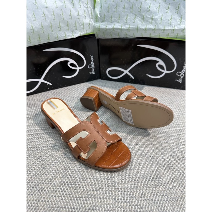 Sam Edelman Dép Cao Gót Bằng Da Bò Đế Dày Đục Lỗ Màu Kẹo Đơn Giản Mùa Hè Mới Cho Nữ