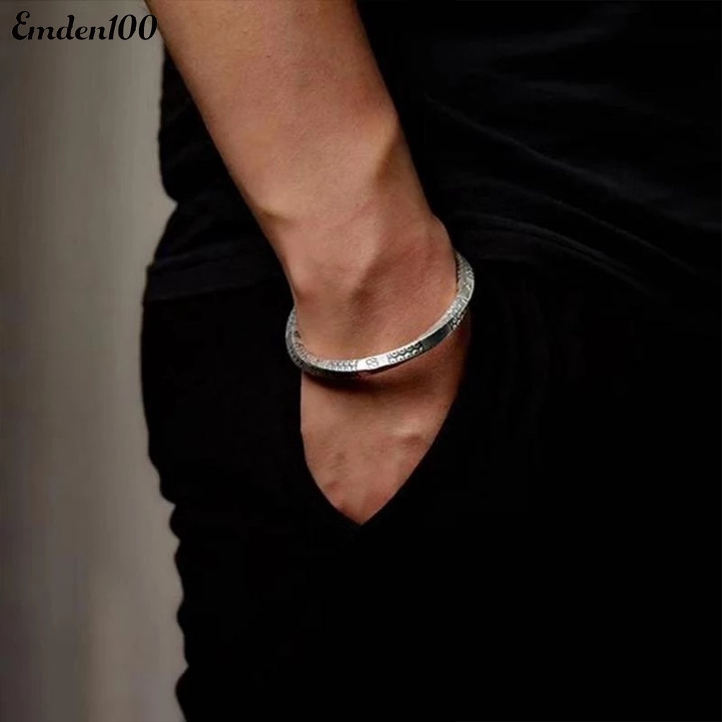 Vòng Đeo Tay Dạng Hở Màu Sắc Bạc Phong Cách Boho Thời Trang Cho Nam