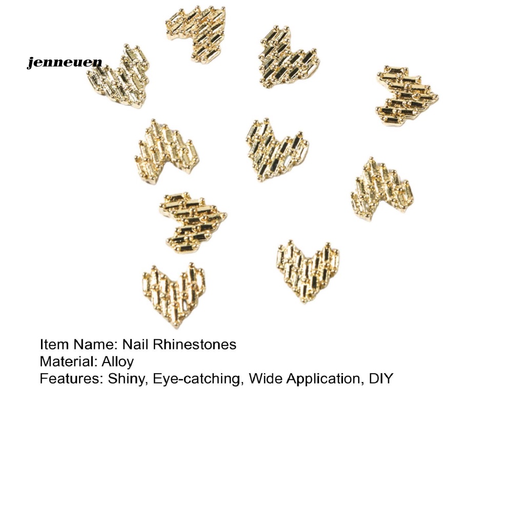 Set 10 Phụ Kiện Trang Trí Móng Tay 3D Bằng Hợp Kim Màu Sắc Sống Động