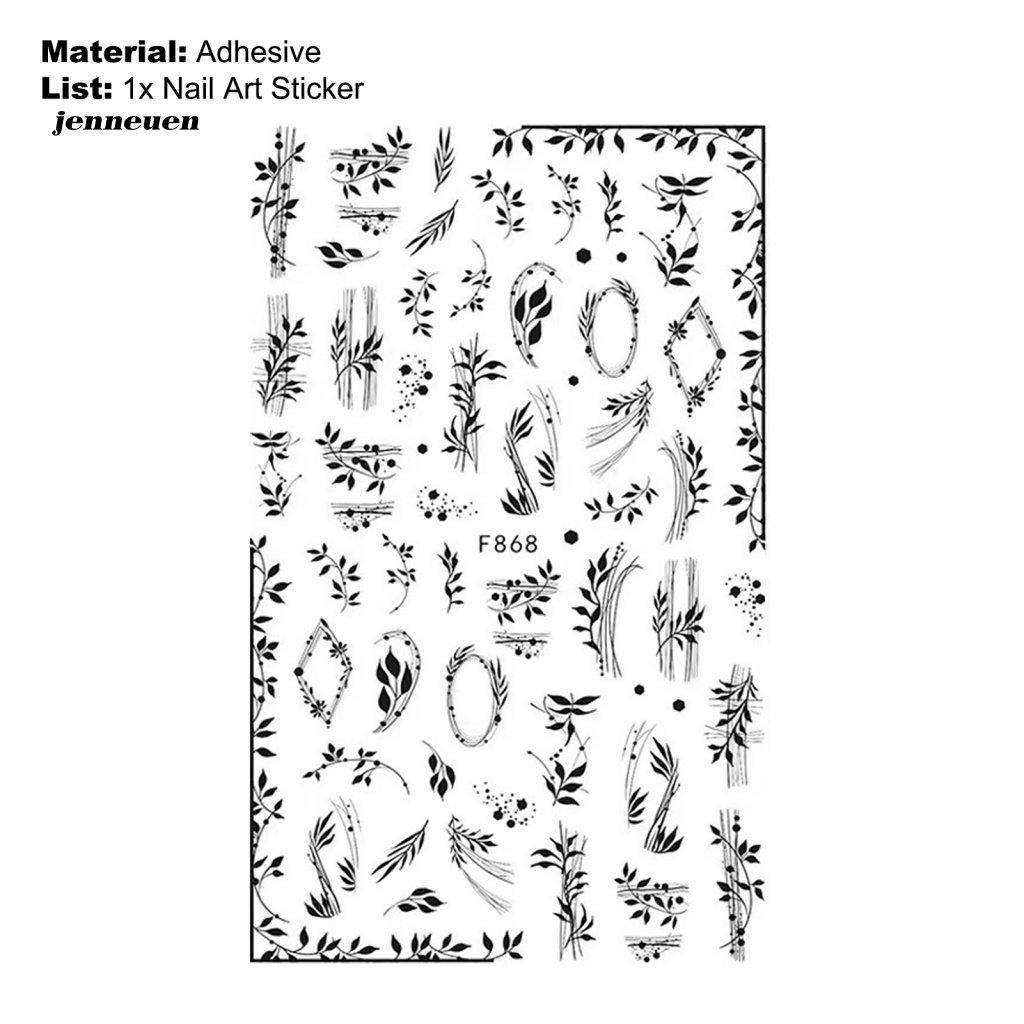 Miếng Dán Trang Trí Móng Tay Chuyển Họa Tiết Hoa Và Bướm Màu Trắng Đen