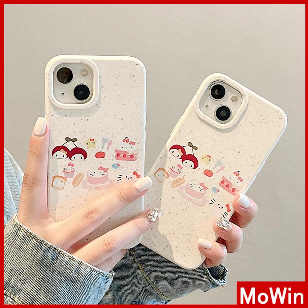 Ốp lưng iPhone 14 Pro max Ốp lưng iPhone có thể phân hủy thân thiện với môi trường Vỏ bảo vệ chống sốc mềm Màu trắng Anh đào thơm ngon Chú mèo dễ thương Tương thích với iPhone 13 Pro max 12 Pro Max 11 XS 7 8