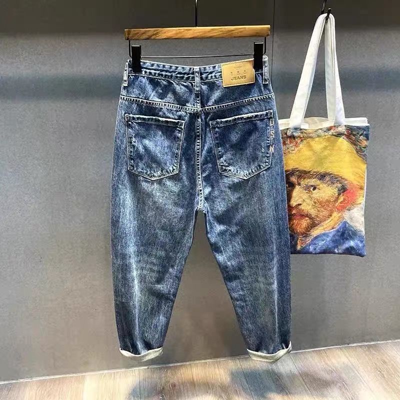 Quần Jeans Dài Phối Vết Rách Thời Trang Cá Tính Cho Nam
