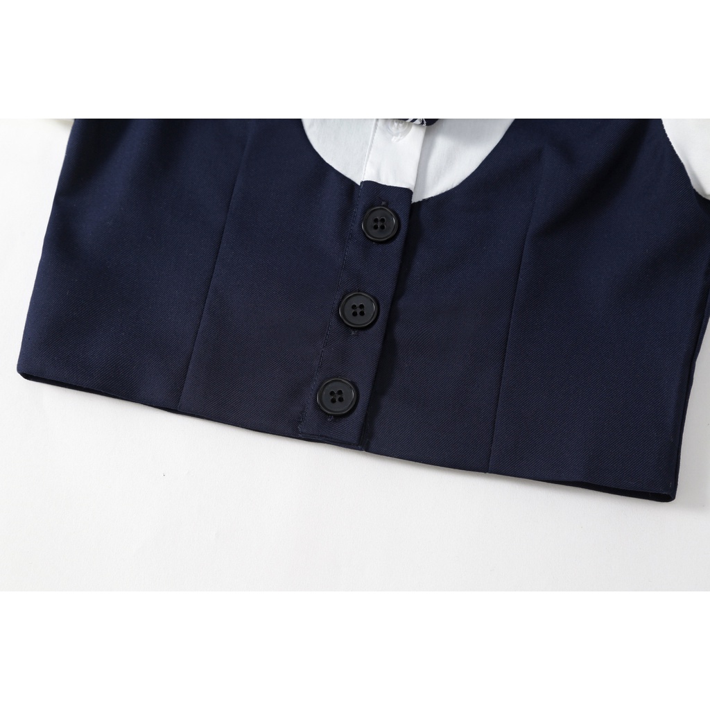 Set Áo Sơ Mi Trắng + Chân Váy Xếp Ly Thời Trang Mùa Thu Phong Cách Hàn Quốc Mới Cho Bé Gái