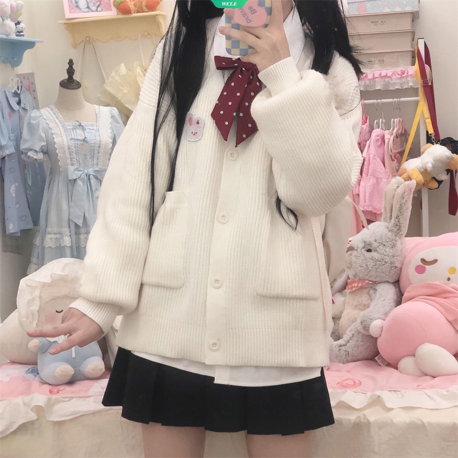 Áo Khoác Cardigan Dệt Kim Dáng Rộng In Hoạt Hình Cinnamoroll Kuromi PomPom Purin Ngọt Ngào Thời Trang Thu Đông Cho Nữ