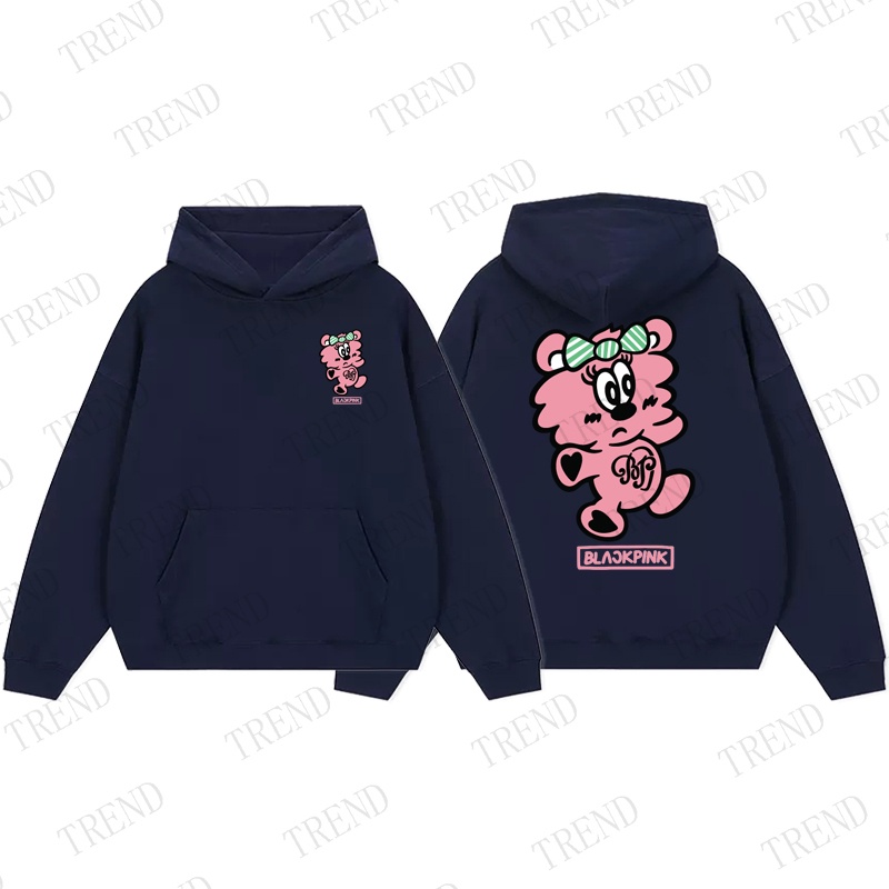 Áo Hoodie Dáng Rộng In Hình Hoạt Họa BLACKPINK x Vedy JISOO Thời Trang Xuân Thu Hàn Quốc Cho Cặp Đôi