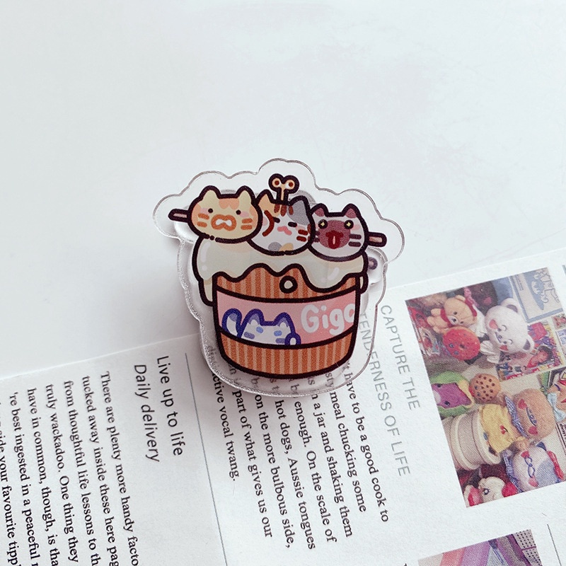 Kẹp Giấy Hai Mặt Bằng Acrylic Hình Mèo Kitty Xinh Xắn