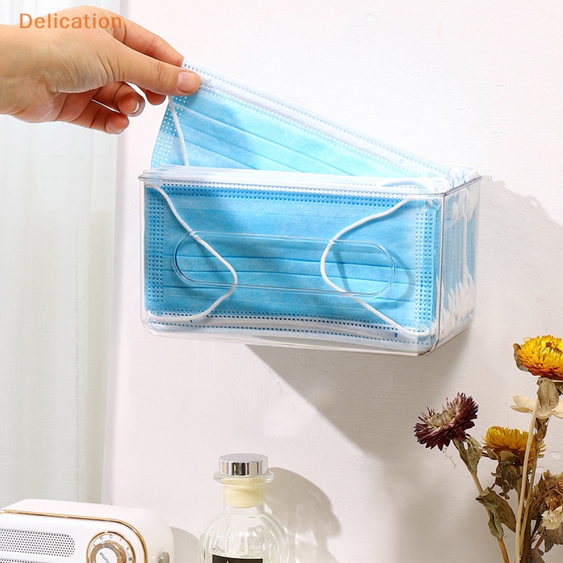 Hộp lưu trữ trong suốt hộp đựng khăn giấy treo tường dung tích lớn giá đỡ mặt nạ dùng một lần miễn phí-đấm cho văn phòng tại nhà