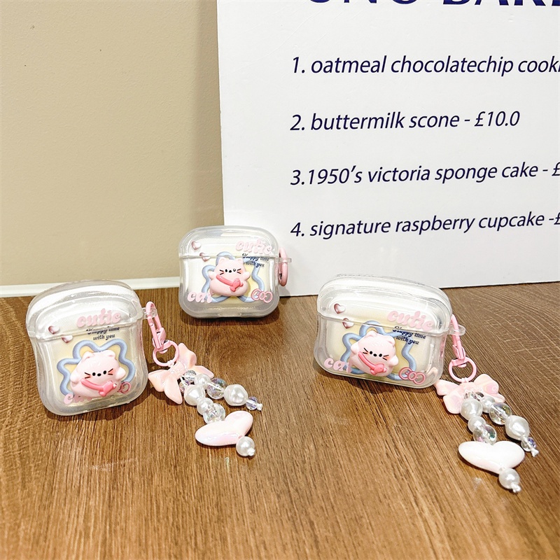 Vỏ Bảo Vệ Hộp Sạc Tai Nghe Bluetooth Không Dây Airpods1 / 2 3 Pro Pro2 Air Pods Pro 3 Hình Mèo Dễ Thương Ốp