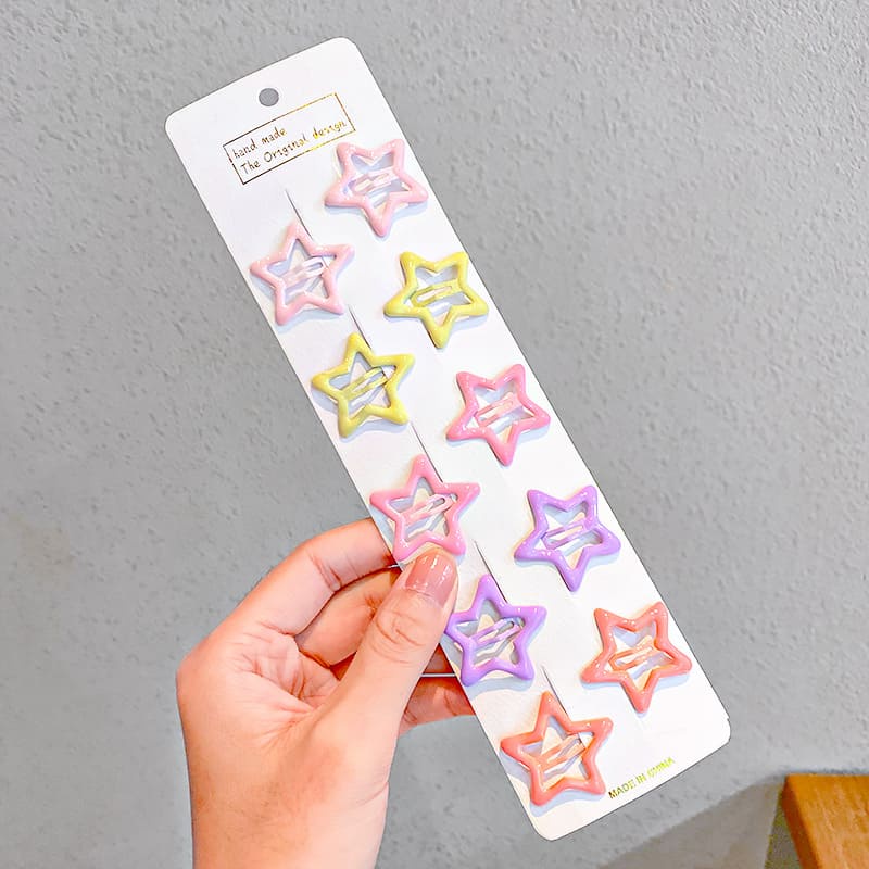 Set 10 Kẹp Tóc Nhiều Màu Sắc Dễ Thương Cho Bé Gái