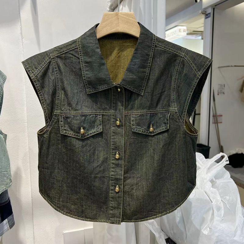 Áo Khoác Denim Lửng Cổ Polo Thời Trang Mùa Hè Mới 2023