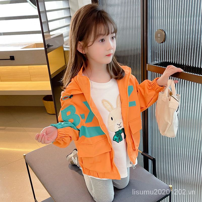 Áo Khoác Gió Có Nón Dáng Rộng Phong Cách Hàn Quốc Thời Trang Mùa Xuân Mới Cho Bé Gái