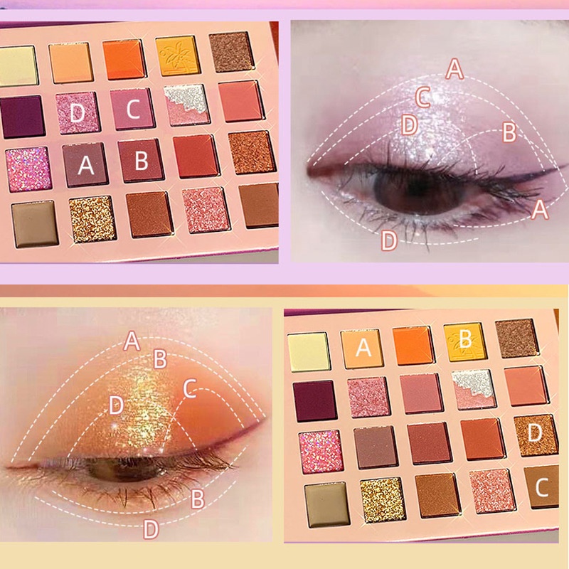 Bảng Phấn Mắt 20 Màu Tông Hoàng Hôn / Lấp Lánh / Lì Trang Điểm Tiện Dụng