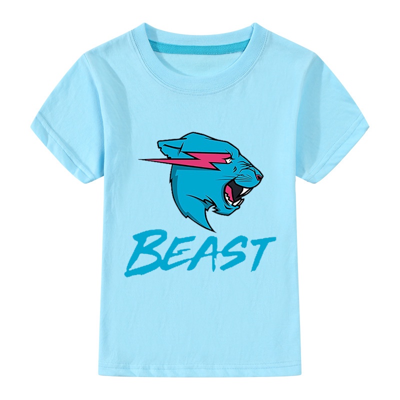 Áo Thun Cotton Tay Ngắn In Họa Tiết Hoạt Hình Mr Beast Dành Cho Trẻ Em 3-15 Tuổi