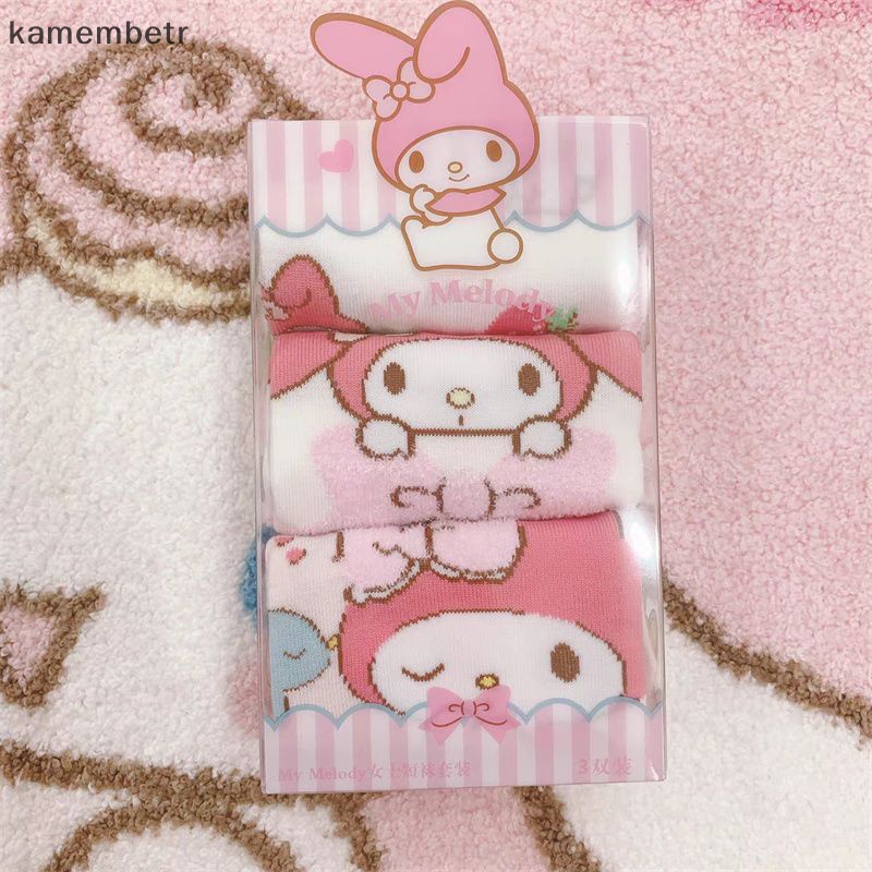 Set 3 Đôi Vớ Thể Thao Mùa Hè Thoải Mái In Họa Tiết Hoạt Hình Sanrio Kuromi Cinnamoroll Dog My Melody Dễ Thương Cho Nữ Sinh